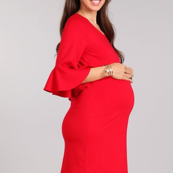 🌺HOST PICK🌺 Red Knit Maternity Dress- ONE LEFT - Picture 3 of 8